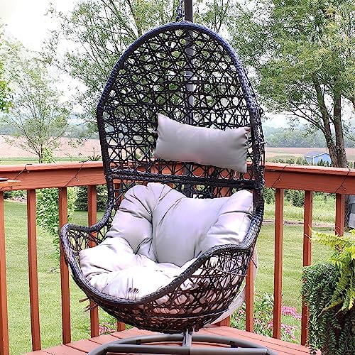 Sunnydaze Cordelia Resin Wicker Hanging Egg Chair 265Pound Weight