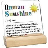 LILISPAI Inspirational Acrylic Desk Sign, Human Sunshine Motivational Office Decor with Positive Quote, Uplifting Work from Home Supplies, Encouragement Gift for Office, Bedroom or Home Decor