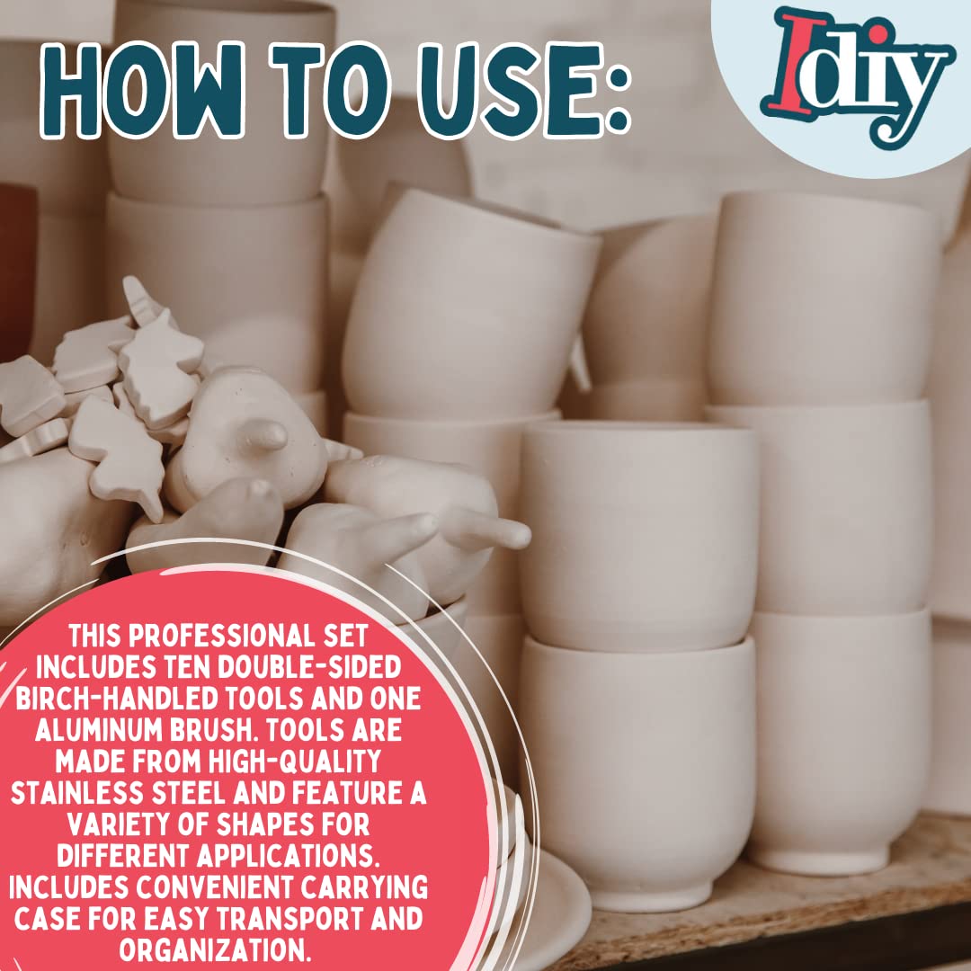 Sculpting Tool Kit for Halloween Pumpkin Carving - 21 Tip Double Sided, 11pc Beginner Pottery Tool Set for Clay, Wood Carving, Ceramic Arts & Crafts, Molding, Modeling, Shaping, School, Kids/Adults