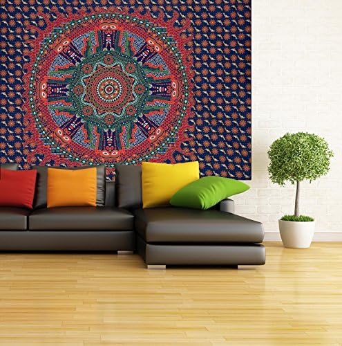 Tapestry 84X54 inches Hippie Mandala Bohemian Tiki Man Indian Bedspread Mandala Relaxation ENN ELL ENTERPRISES (ROYAL BLUE)