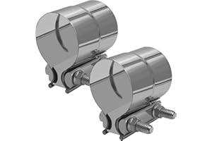 SMARINGWING 2.5" Exhaust Clamp, 2 1/2in Lap Joint Exhaust Band Clamp 304 Stainless Steel Muffler Clamps for 2.5" Od to 2.5" Id Exhaust Pipe Repair Sealing, Mufflers, Catalytic Converters, Tubing Connection, 2PCS