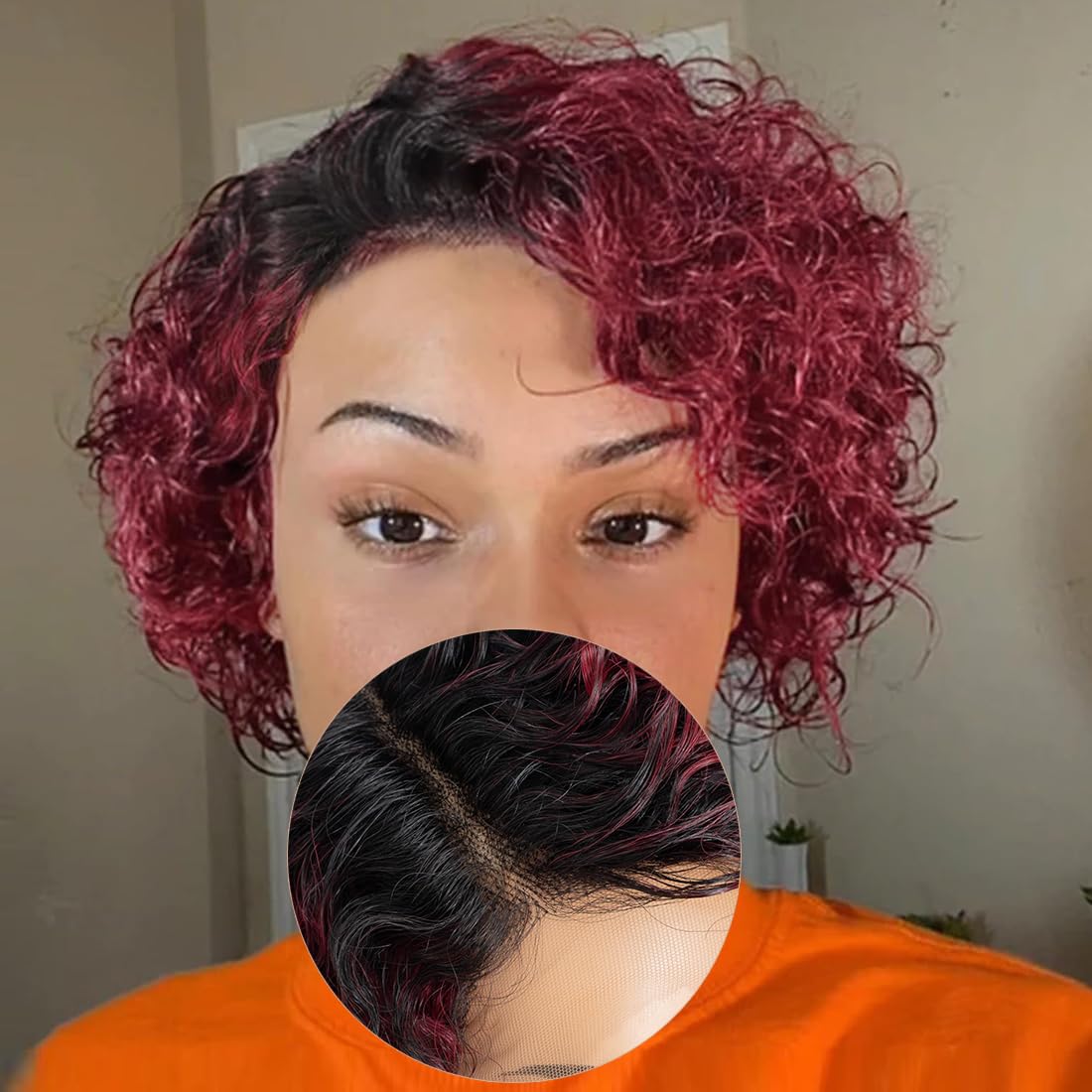 Noble Star 8inch Curly Wave Pixie Cut Wigs Human Hair 13x5x1 L Part Bob Wig for Women Side Part Pixie Cut Lace Front Wig with Baby Hair Glueless Short Cut Bob Wig DYTT1B/D99J/99J/425