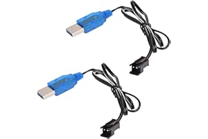 SAMLOO 2 Pack 3.7V Lipo Battery USB Charger Cable SM-2P Port Cable for 3.7V RC Boat Car Truck Toy Rechargeable Li-Po Battery Charger