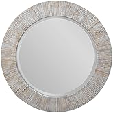 Uttermost Repose Whitewash 36-in Round Wall Mirror