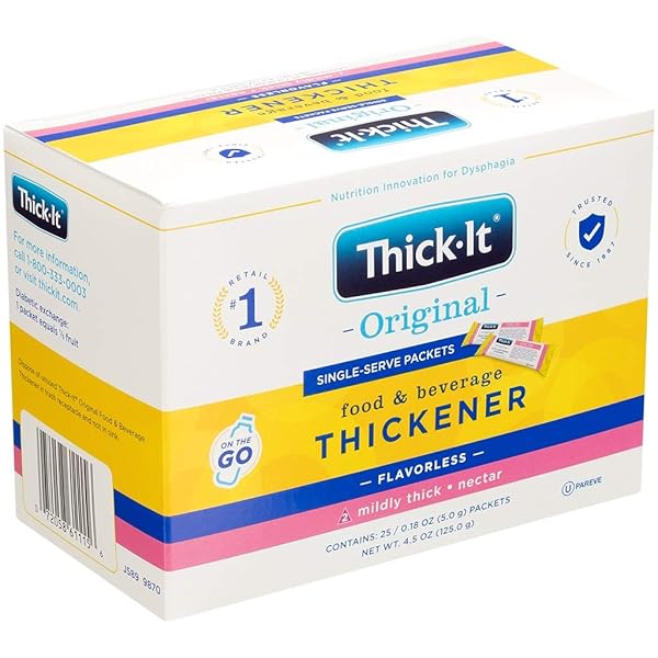 THICK-IT ORIGINAL FOOD & BEVERAGE MILDY THICK SINGLE-SERVE PACKETS FOR DYSPHAGIA (IDDSI), NECTAR CONSISTENCY, DIGESTIBLE SWALLOWING AID, EASY-TO-MIX & INSTANT DISSOLVE, 5G PACKET (200 PACK)