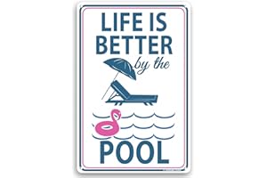 TOOTHSOME STUDIOS Life Is Better By The Pool 12" x 8" Funny Tin Sign Pool Decor