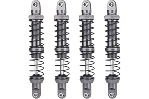 Pothyes RC Threaded Shock Absorber Oil Adjustable Damper Set with Springs for 1/10 RCTruck Crawler Axial SCX10 I II III Capra TRX4 D90 Wraith HPI Metal Upgrade Part (gray, 90mm)