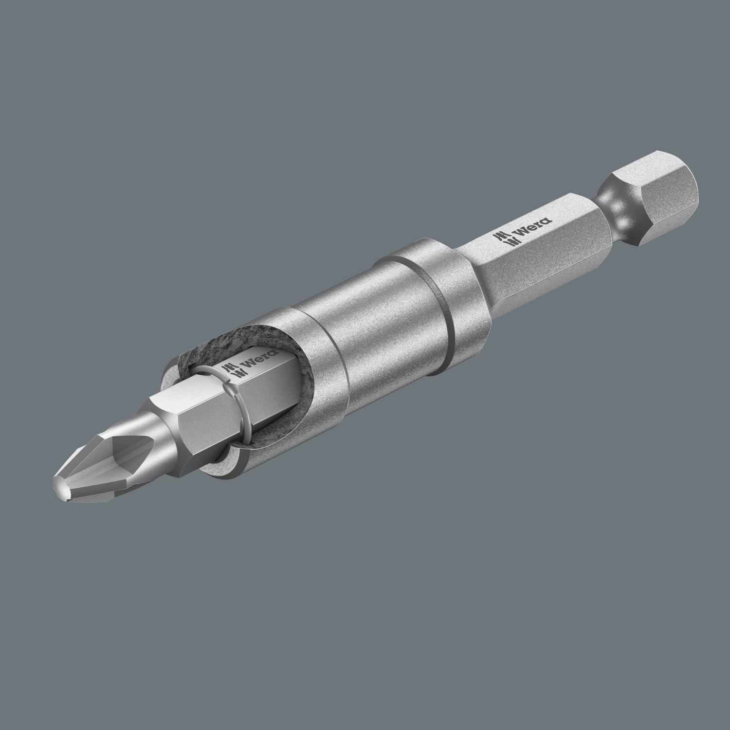 Wera 05052575001 890/4/1, Universal bit Holder, 1/4“ x 57 mm, Silver, 1/4" x 57 mm - Image 4