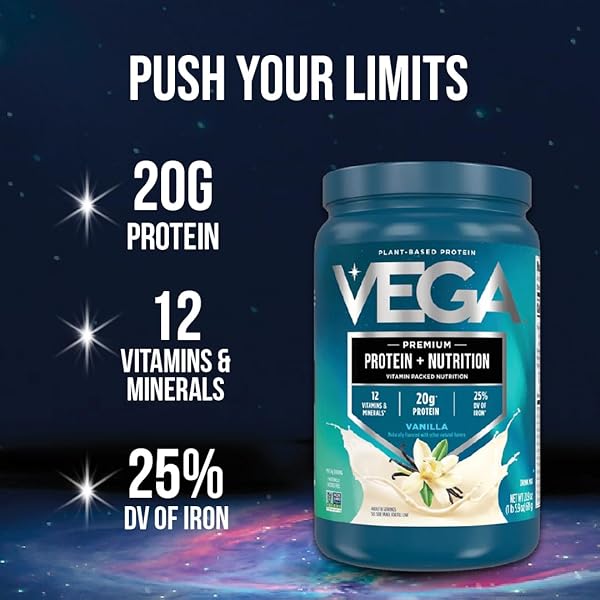VEGA PROTEIN + NUTRITION – 20G PLANT-BASED PEA PROTEIN, VANILLA, 18 SERVINGS, VEGAN KETO SUPERFOOD, ANTIOXIDANT-RICH, GLUTEN FREE, DAIRY FREE, LOW CARB, 1.3LBS (PACKAGING MAY VARY)