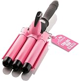 Alure Three Barrel Curling Iron Wand Hair Waver with LCD Temperature Display - 1 Inch Ceramic Tourmaline Triple Barrels, Dual Voltage Crimp