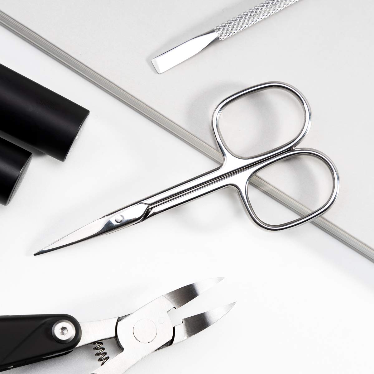 KOZEAR Manicure Scissor Curved Blade Premium Stainless Steel for Nail Eyelash, Eyebrow, Dry Skin: Beauty