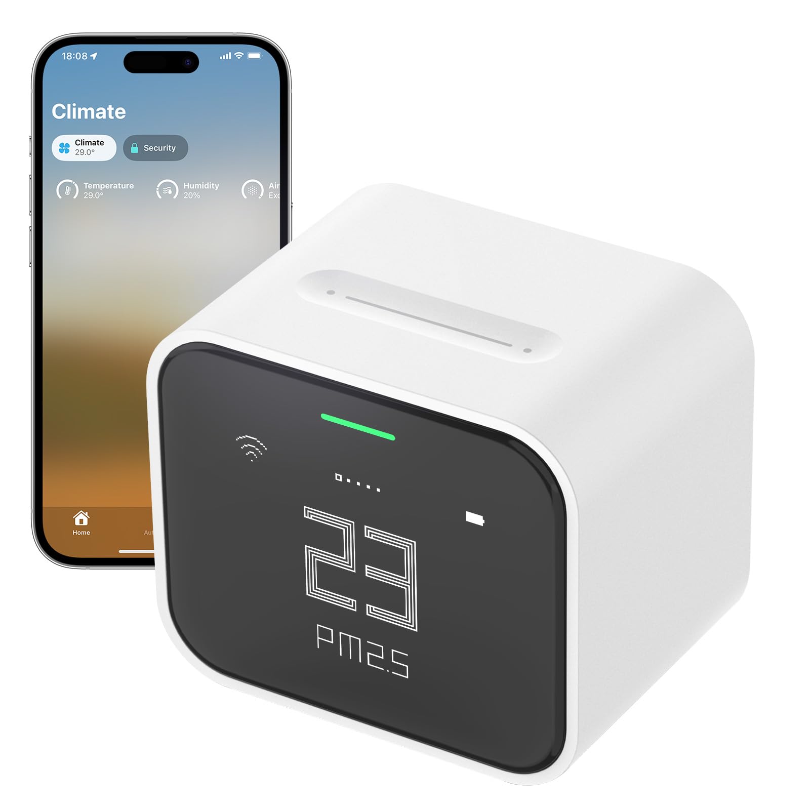 Qingping Air Monitor Lite, Apple HomeKit Compatible Wi-Fi Indoor Air Quality Meter, Detects PM2.5, PM10, CO2, Temperature and Humidity