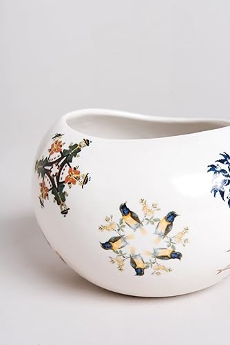 Colorful Ceramic Design Illustrated Vase Handmade Floral Collage