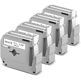 Anycolor M-K221 Label Tape 9mm 3/8'' White P-Touch M Tape | Compatible with Brother MK221 M-221 M-K221s for Brother PTouch PT-M95 PT-90 PT-85 PT-70BM PT-65 PT-45 Label Maker, 4-Pack