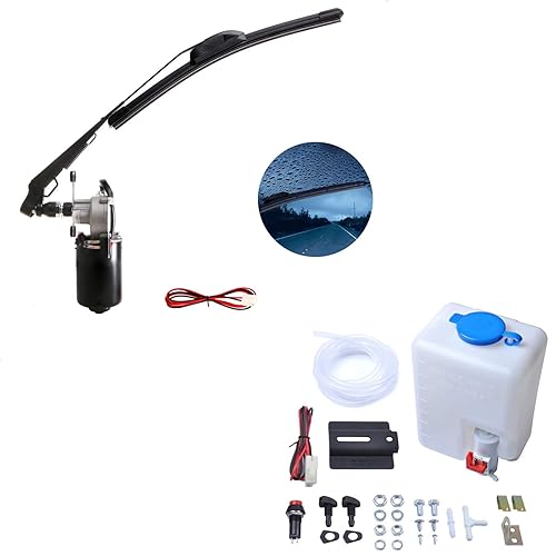 12V Electric Windshield Motor Wiper Kit, Washer Pump Bottle Kit Compatible With Polaris Ranger RZR 900 1000 Turbo Can Am X3 KUBOTA RTV Etc. 110 Degree Motor Sweep, Arm/Blade Size:19.6"/17.7" In - Foto 10