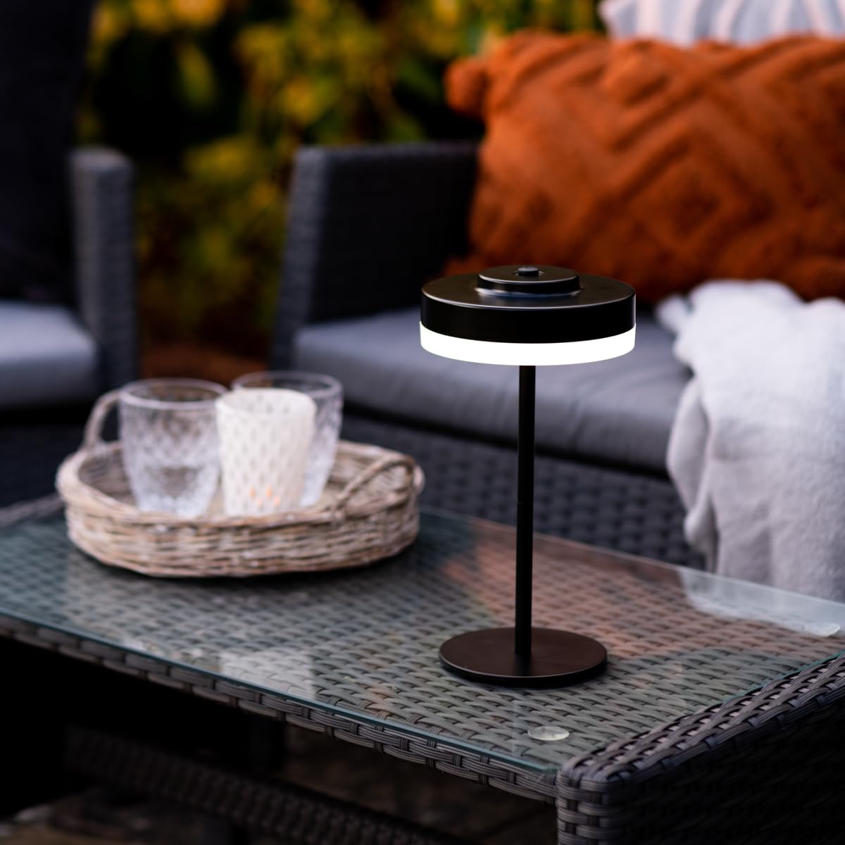 Outdoor Lamp Table Light – Rechargeable – Cordless – LED 4000K Warm White - 3 Brightness Settings – IP44 Weatherproof by Auraglow
