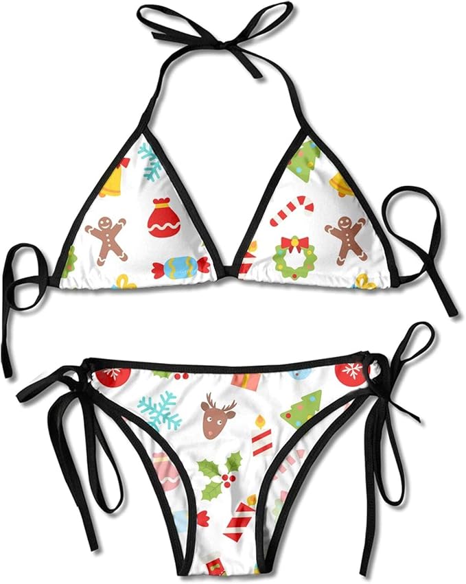KSSChr Christmas Candy Deer Candle Gift Fashion Bikini Swimsuit Sexy