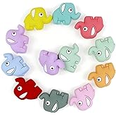 11PCS Elephant Silicone Beads, Animal Silicone Focal Beads, Colorful Spacer Silicone Beads for Keychain Making, Loose Beads Bulk for Pens DIY Handicrafts Necklace Bracelet Pendants Accessories