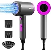 slopehill Professional Ionic Hair Dryer, Powerful 1800W Fast Drying Low Noise Blow Dryer with 2 Concentrator Nozzle 1 Diffuser Attachments for Home Salon Travel