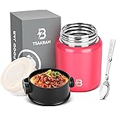 TSAKBAM Soup Thermo for Hot Food, 17OZ Insulated Food Jar Width Mouth Stainless Steel Lunch Box Thermo for Adults with Spoon