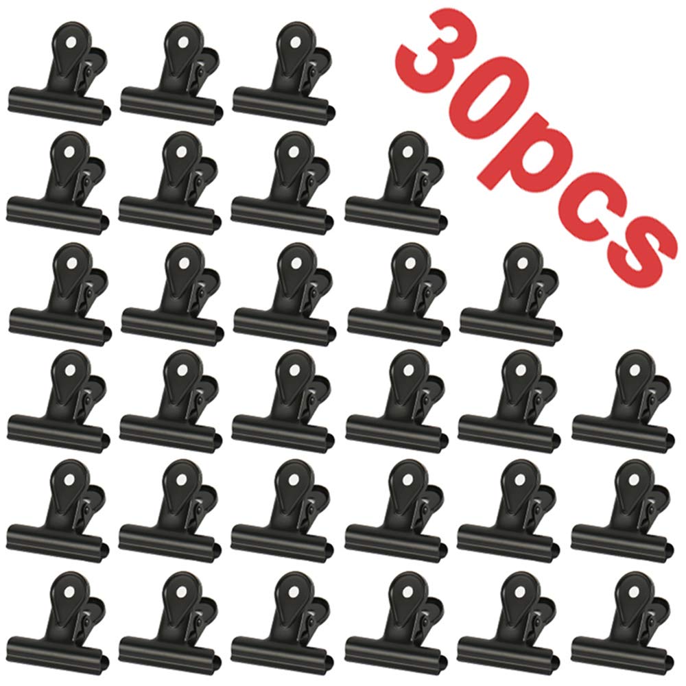 30PCS Small Bulldog Paper Clips, Multi-Function Clip for Brackets for Photos, Office and Kitchen (Black)