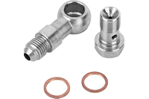 Aramox Turbo Oil Feed Restrictor with Gasket,M11x1.0 to 4AN Turbo Oil Feed 1.0mm Restrictor Mild Steel Fitting for GT2871 GT3