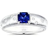 Dellyrica Sapphire, Emerald & Pink Sapphire Ring for Women – 5x5mm Lab-Grown Gemstones, 925 Sterling Silver with Rhodium Plating, Satin Finish, Moissanite Accents, Engagement Promise Anniversary Birthday Gift for Her