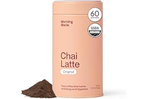 Morning Made Original Chai Latte Powder Mix | Organic Black Tea & Spice Blend, Low-Caffeine Coffee Alternative | Sweetened, Vegan, Dairy-Free, Gluten-Free | 10.6oz (60 Serves).