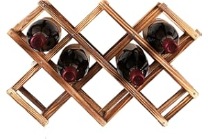 Ferfil Wooden Wine Shelves - Countertop Stackable Display Stands with 10 Bottles for Home, Kitchen, Bar or Cabinets