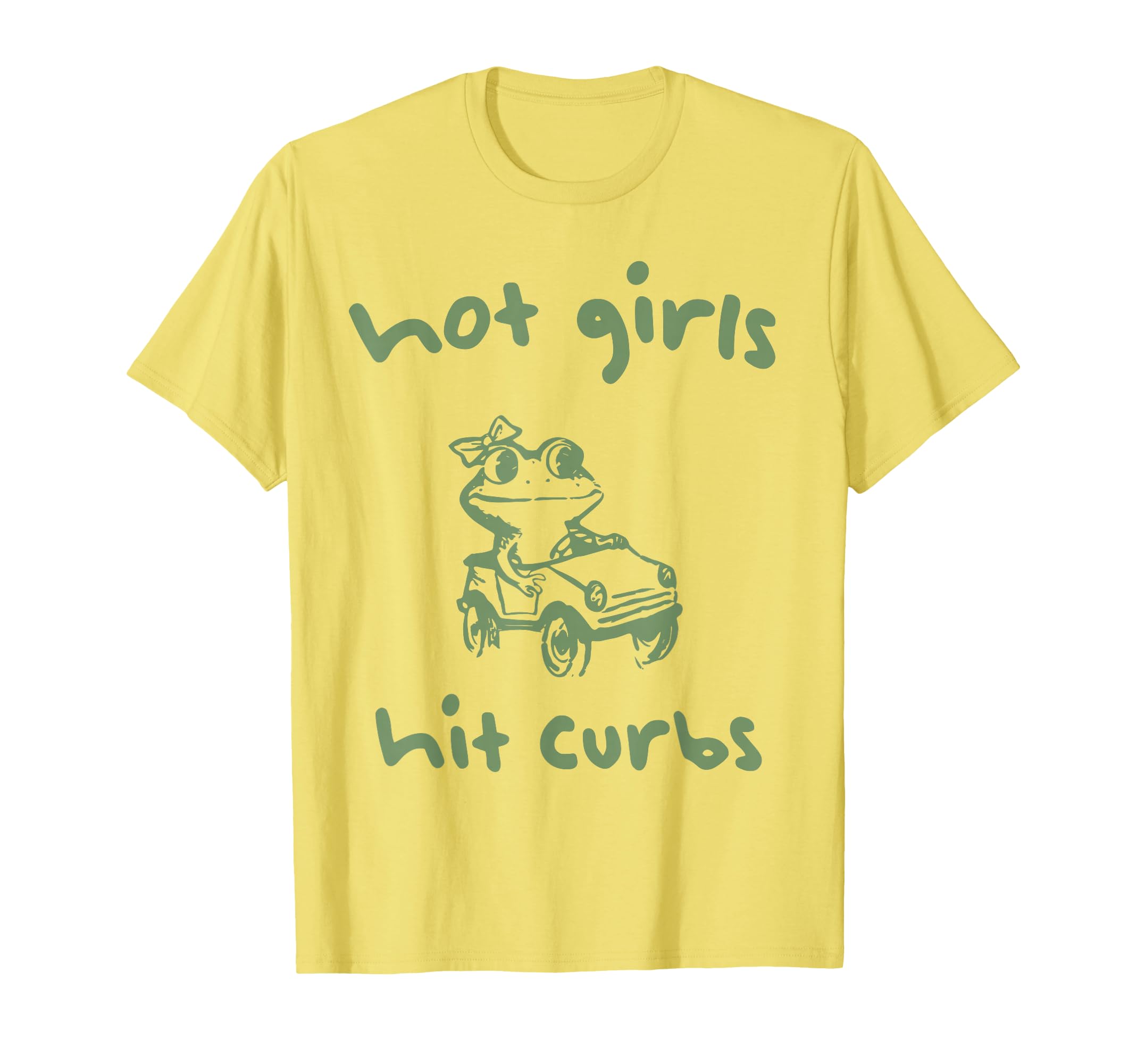View 1 of ***WHITE**Hot Girls  Curbs Funny Frog Driver Hot Girl Driving Women T-Shirt read notes