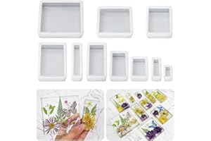 RESINWORLD Upgraded 10 Sizes Epoxy Resin Molds Silicone Kit, Square Rectangle Silicone Molds for Resin, Soap, Candles, Specimen, Dried Flower