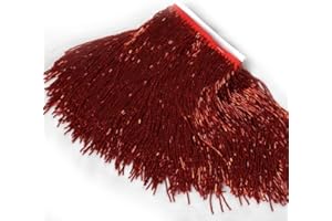 Labellezalady 4/6/8/12in Wide Silver gold red green Champgane Glass Beaded Ribbon Tassel Fringe Trim 1Yards Long for Crafts DIY Dress Clothes Decoration (Red, wide:6 in)