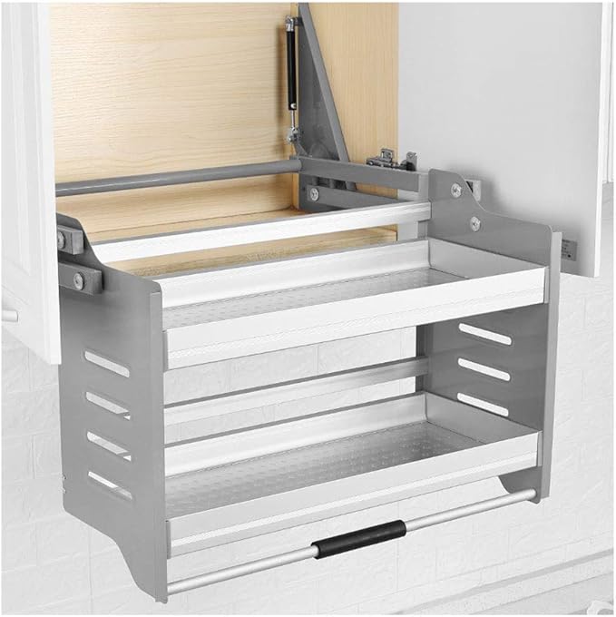 Pull Down Kitchen Cabinet Shelf, Smooth Lifting Push and Pull Effort