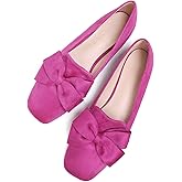 SAILING LU Women's Faux Suede Square Toe Ballet Flats Bowknot Shoes Women Dressy Comfortable Slip-On Loafers Ballerina Flats