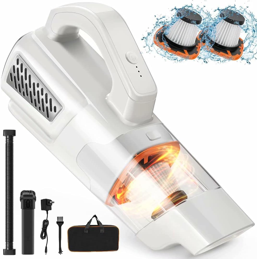 Handheld Vacuum Cordless Portable Car Vacuum - Cherylon Vacuum 2 Speed Lightweight Hand Held Vacuuming Cordless Rechargeable Hand Vac, 10Kpa Mini Vacuum Cleaner for Home Office and Car