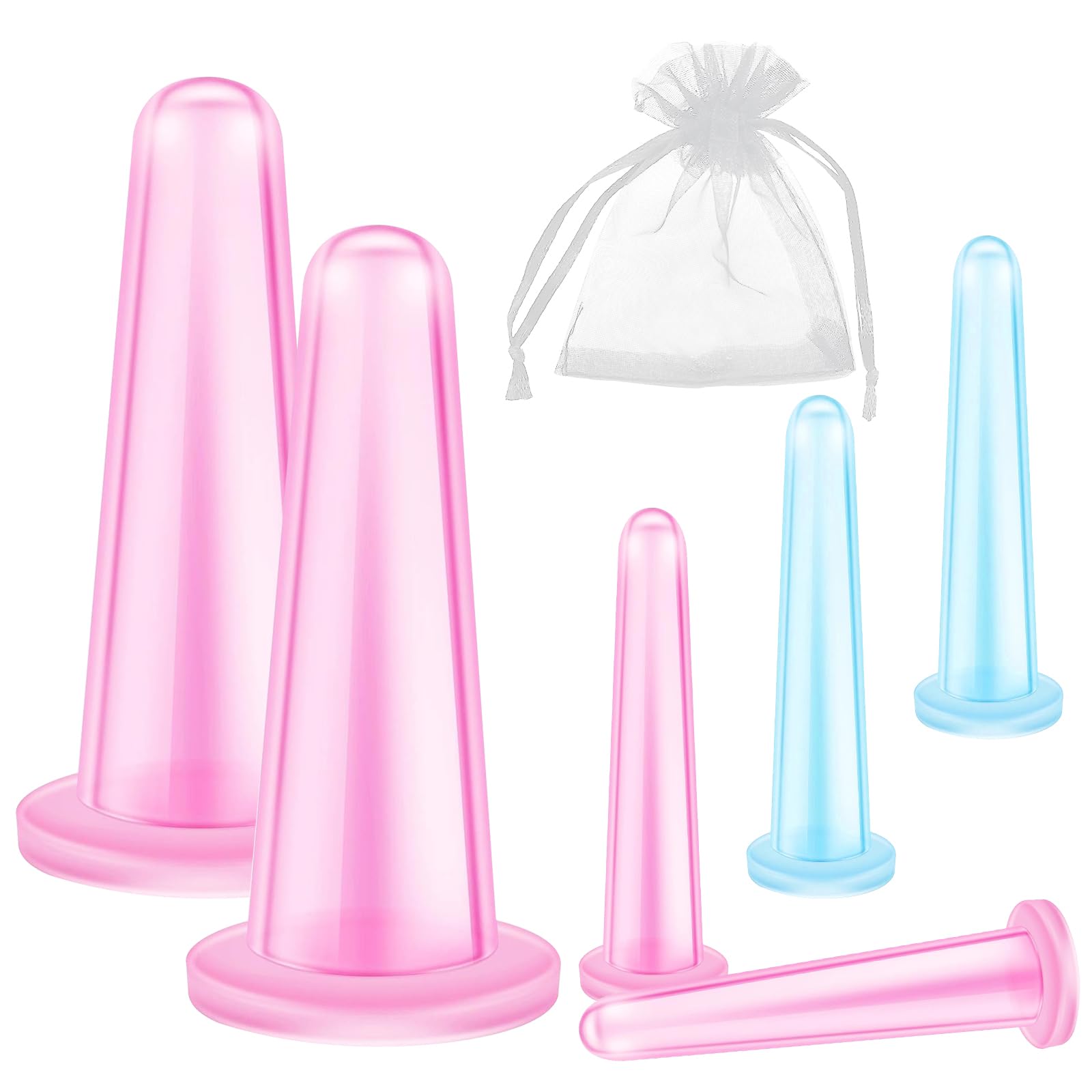 Face Cupping Set, 6 Pcs Silicone Facial Cupping Set for Face Cupping Tool Vacuum Massage Cup Kit Facial Massage Cup for Face, Body, Neck, Back, Eye Massage Cup Kit