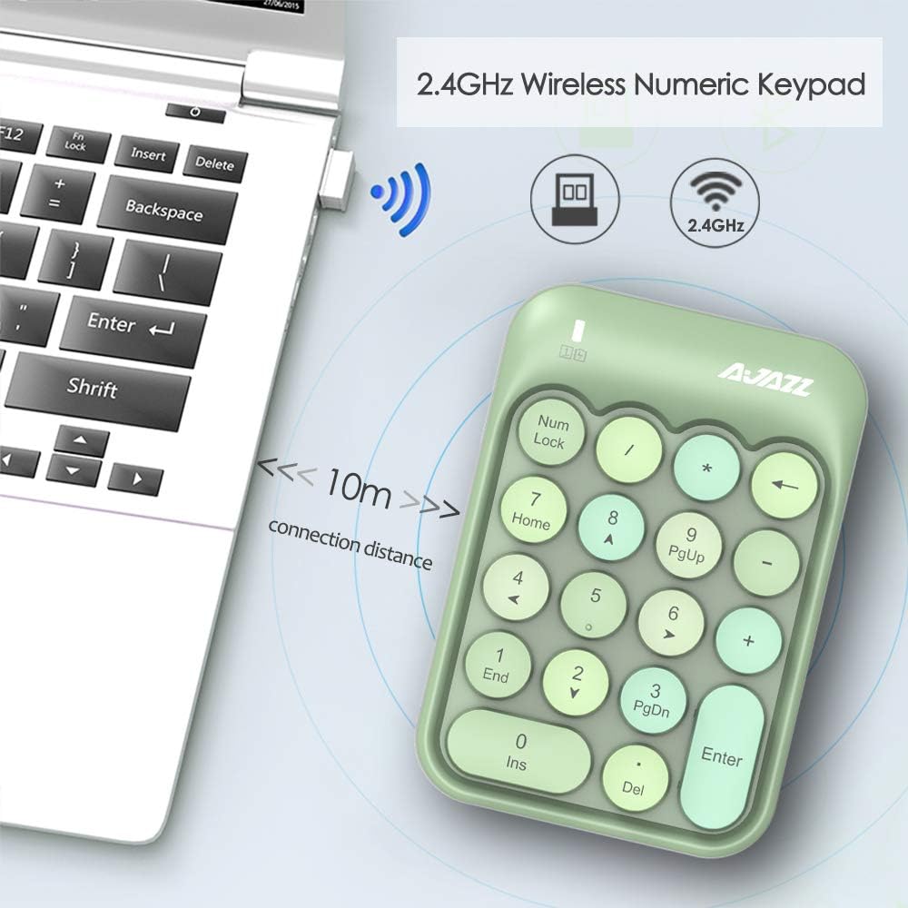 FELiCON Wireless Numeric Keypad, 2.4GHz Portable Mini Number Pad with Cute Color Fight Retro Round Key and USB Receiver - Image 4