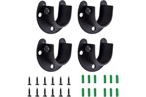 Ldzzuo 4 Pack Heavy Duty Stainless Steel Closet Pole Sockets, 1-1/4" / 32MM U-Shaped Closet Pole Holder Flange Rod Sockets fo