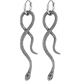 HZMAN Retro Snake Earring for Men Women Stainless Steel Gothic Punk Animal Snake Hoop Earrings Biker Party Jewelry Gift