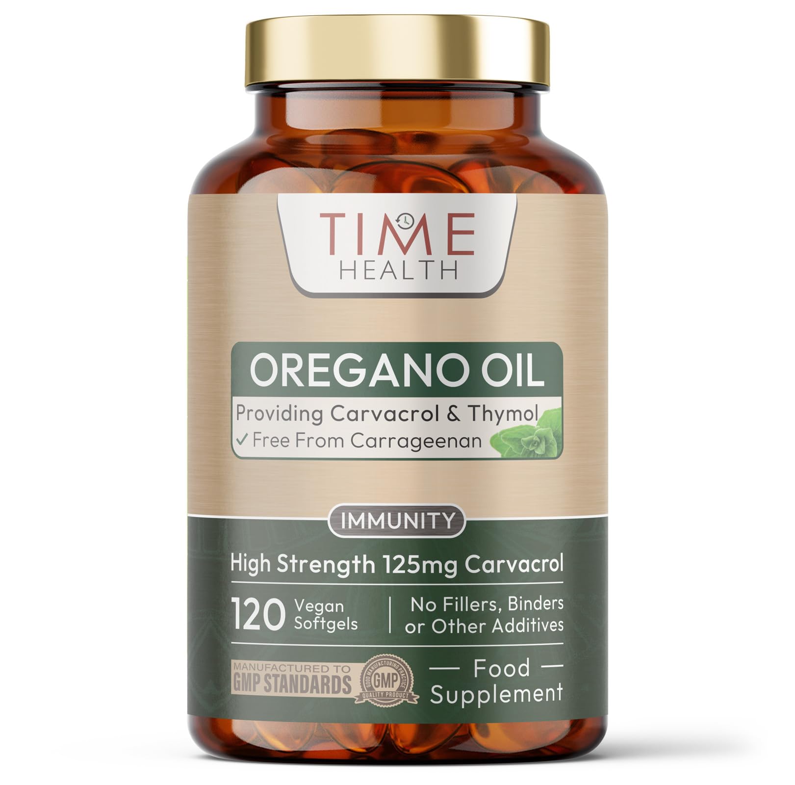 Oregano Oil - 120 Softgels - Vegan & Carrageenan-Free - 125mg Carvacrol per Softgel - Contains Thymol - UK Made - Zero Additives (120 Softgel Bottle)