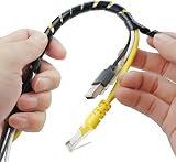 GTIWUNG 15M Black Cable Tidy Wrap Management System 6mm Cutable Flexible Spiral view 3