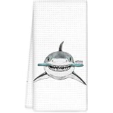 OINDADE Funny Bathroom Shark Hand Towels, SharkBathroom Decor, SharkGifts for SharkLovers Kids Boys Girls Hand Towels, Shark Kids HandTowels for Bathroom, Sharks Bathrooms Accessories, 16x24In