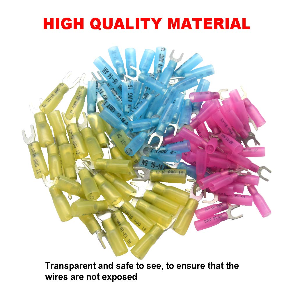 Yosawo 100 Pieces Heat Shrink Fork Wire Connectors - Image 5