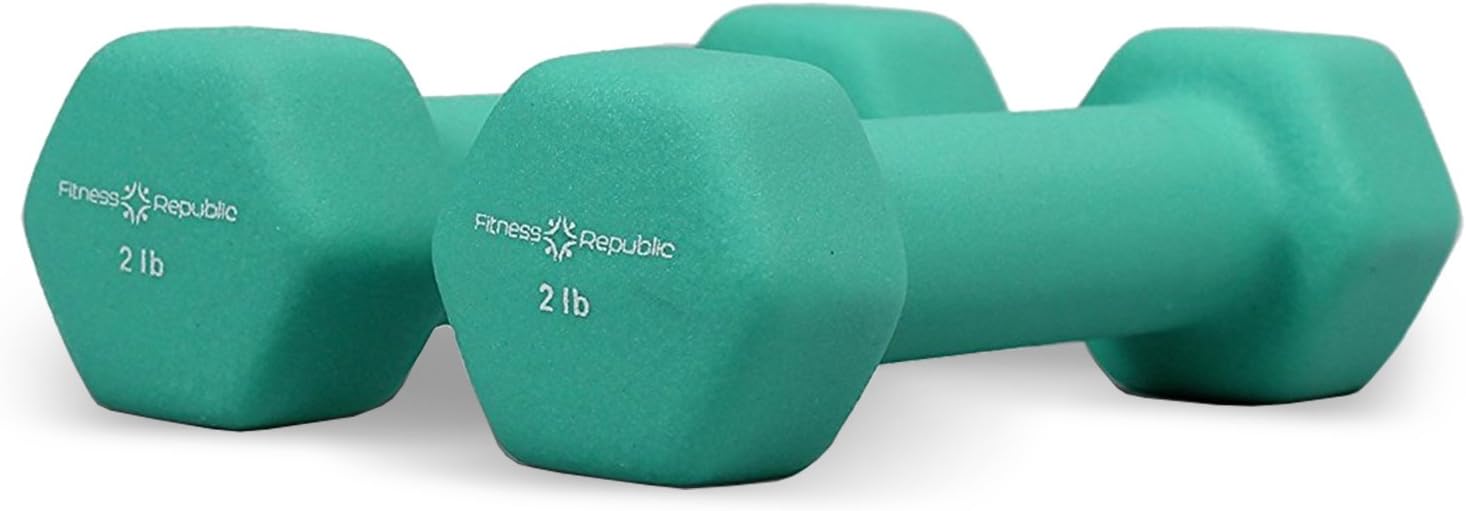 Fitness Republic Neoprene Dumbbell Combos - Non-Slip, Hex Shape, Free Weights Set Muscle Toning, Strength Building