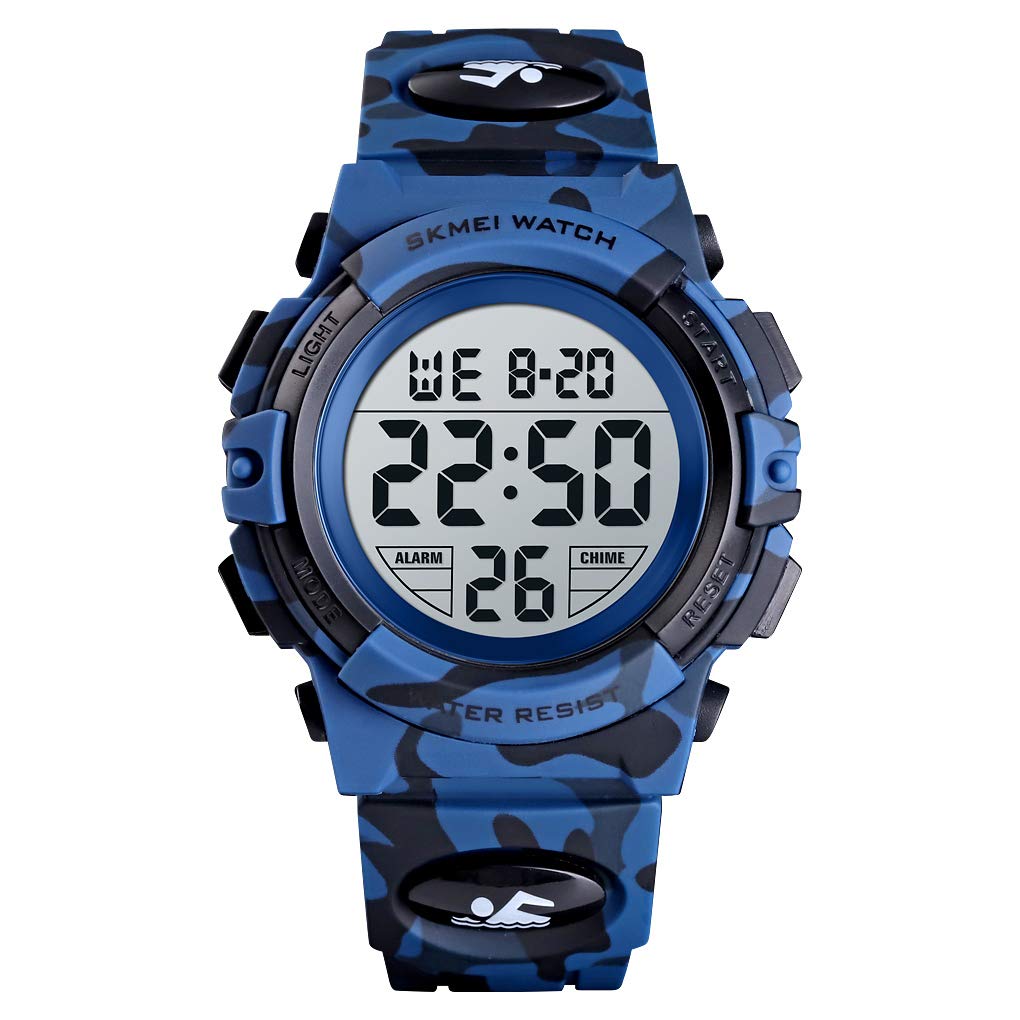 Farsler Kids Digital Watch, Digital Sports 50M Waterproof Led Watches Alarm Clock Luminous Wrist Watch for Boys Girls Childrens (Dark Blue Camouflage)