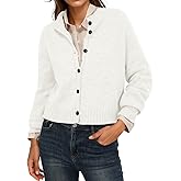GRECERELLE Womens Cardigan Sweater Open Front Long Sleeve Crew Neck Button Down Knit Casual Jacket, S-2XL