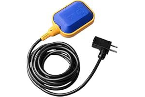 OELFFOW Sump Pump Universal Tethered Float Switch AC 15A 110~250V Piggyback Style Plug with 10 Feet Cord, Used in Sewage Pump, Water Tank, Septic Tank Pump, etc.