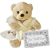 Ganz Get Well Soon Teddy Bear | Feel Better Gifts for Women, Men, Kids, Boys & Girls | Plush Bear for Recovery, Hospital Stay, Surgery Get Well Gift | Cream Robe