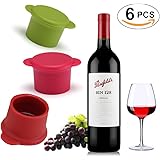 Pack of 6 Assorted Colors Silicone Reusable Wine Bottle Caps/Beer Sealer Cover by ZiYan