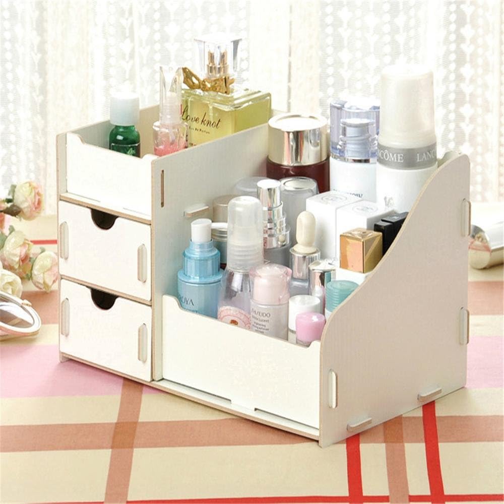 Version of the DIY Multi - Functional Wooden Cosmetics Storage Box Desktop Storage Box , white